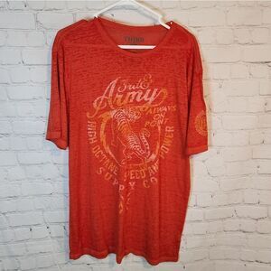 Men's Third & Army Orange Short Sleeve Graphic Tee, Size XL